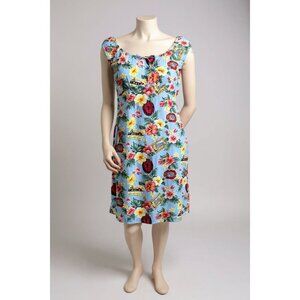 Vintage Hilo Hattie Hawaiian Original Tropical Floral Cotton Dress Size S